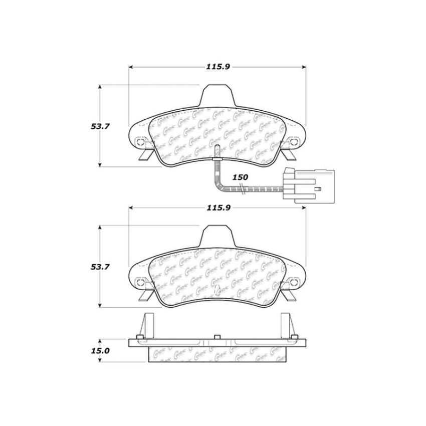 CENTRIC PARTS 104.08990 Posi Quiet Semi-Metallic Brake Pads with Hardware