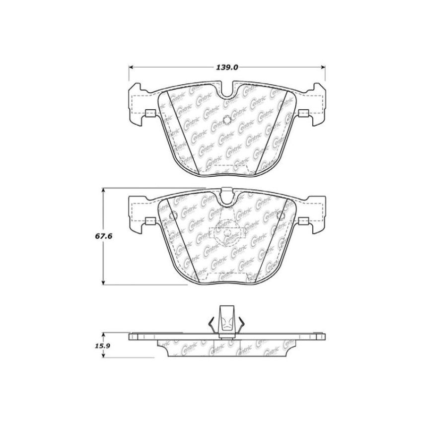 CENTRIC PARTS 104.09193 Posi Quiet Semi-Metallic Brake Pads with Hardware