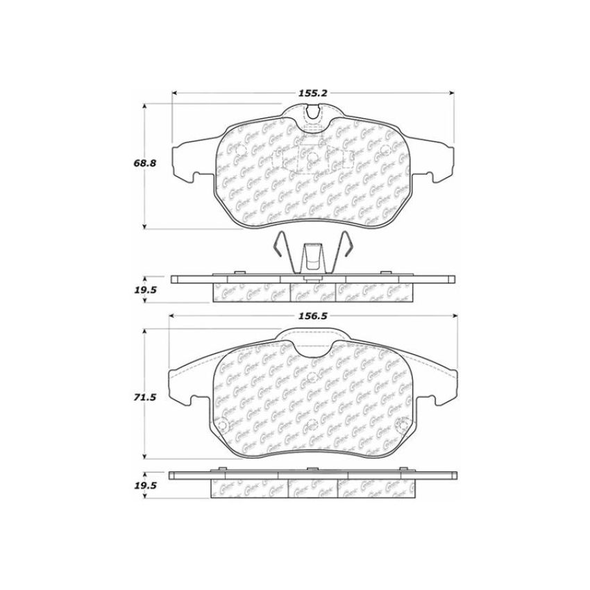 CENTRIC PARTS 104.09720 Posi Quiet Semi-Metallic Brake Pads with Hardware