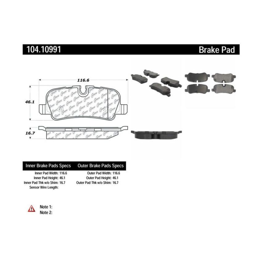 CENTRIC PARTS 104.10991 Posi Quiet Semi-Metallic Brake Pads with Hardware