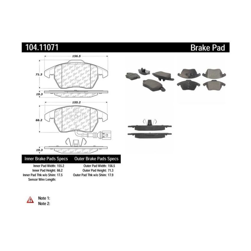 CENTRIC PARTS 104.11071 Posi Quiet Semi-Metallic Brake Pads