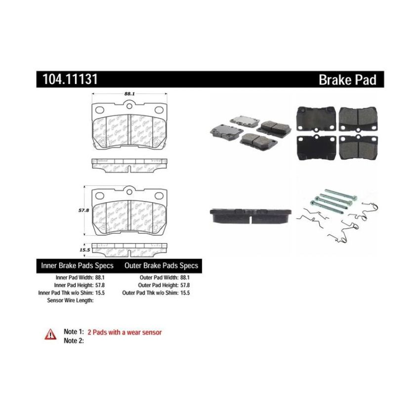 CENTRIC PARTS 104.11131 Posi Quiet Semi-Metallic Brake Pads with Hardware