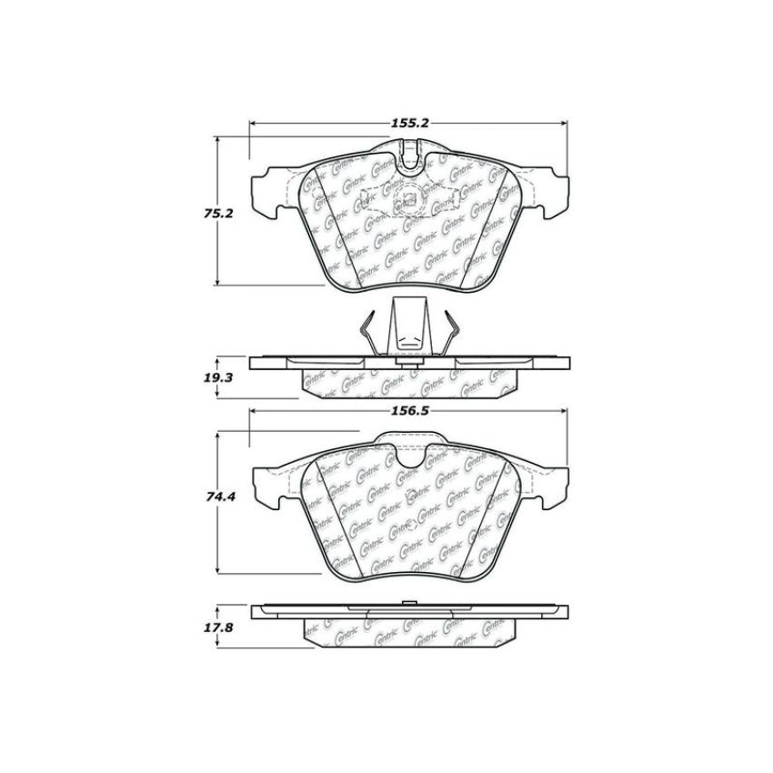 CENTRIC PARTS 104.12400 Posi Quiet Semi-Metallic Brake Pads with Hardware