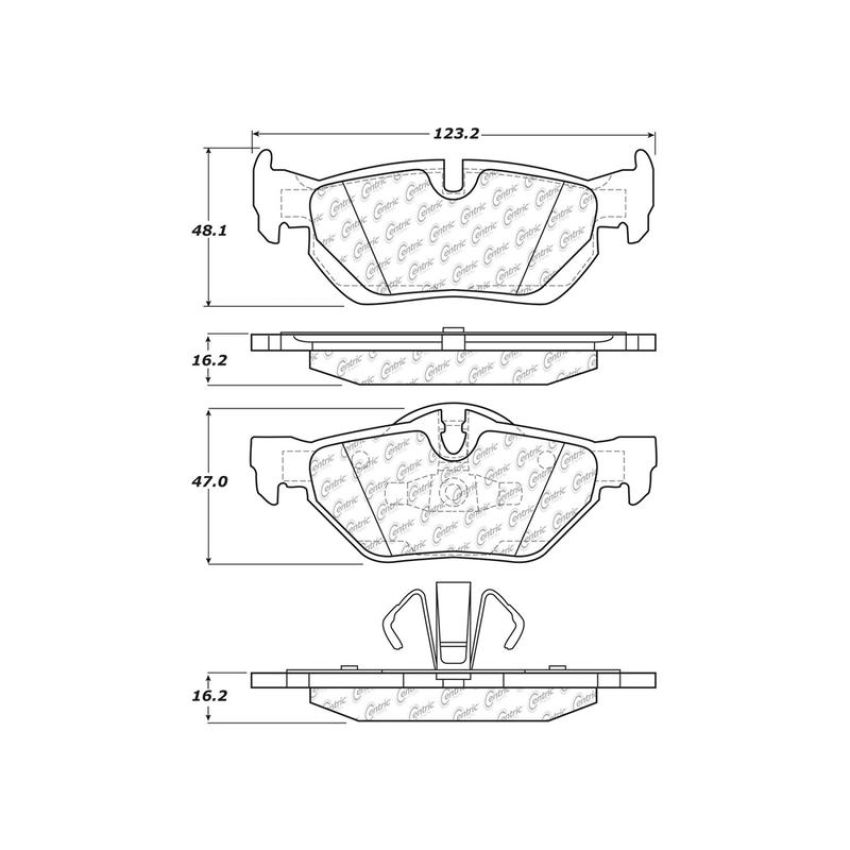 CENTRIC PARTS 104.12670 Posi Quiet Semi-Metallic Brake Pads with Hardware