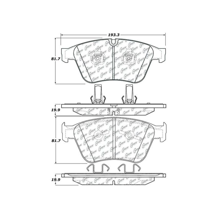 CENTRIC PARTS 104.12710 Posi Quiet Semi-Metallic Brake Pads