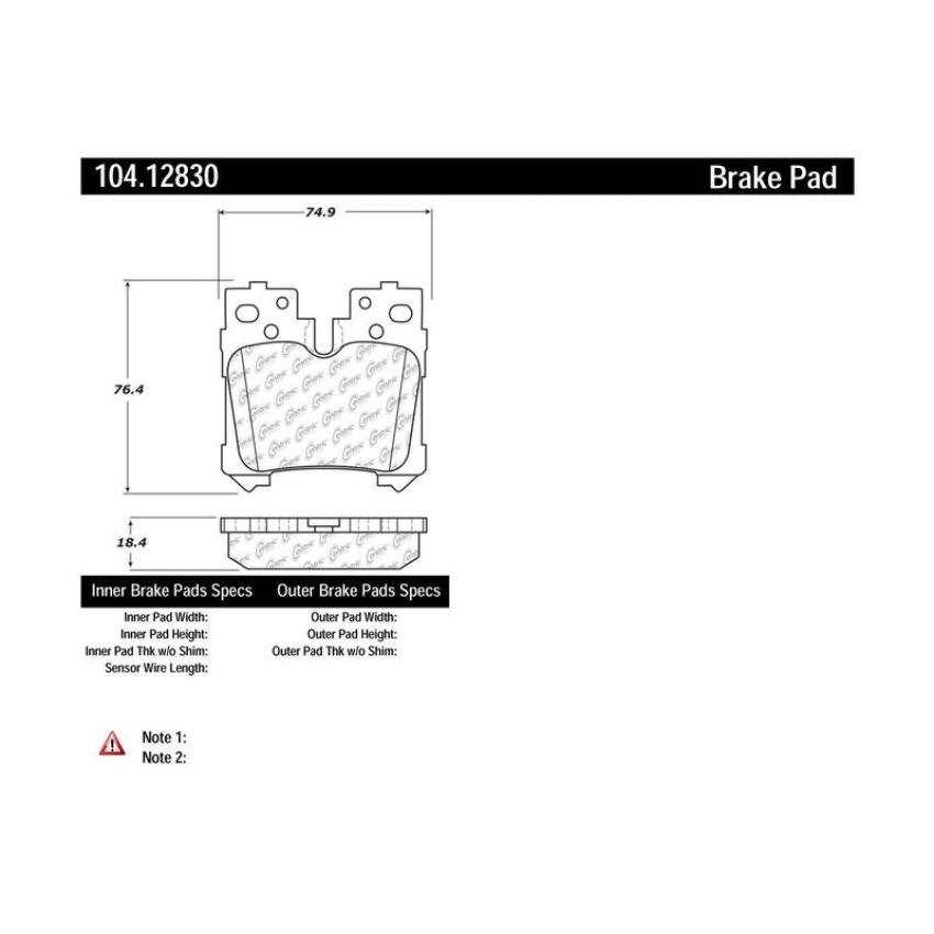 CENTRIC PARTS 104.12830 Posi Quiet Semi-Metallic Brake Pads with Hardware