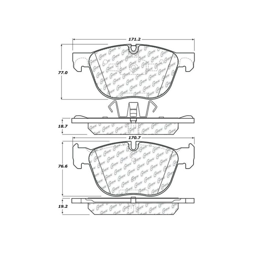CENTRIC PARTS 104.12940 Posi Quiet Semi-Metallic Brake Pads with Hardware