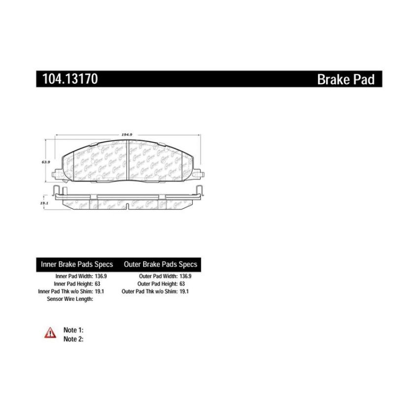 CENTRIC PARTS 104.13170 Posi Quiet Semi-Metallic Brake Pads with Hardware