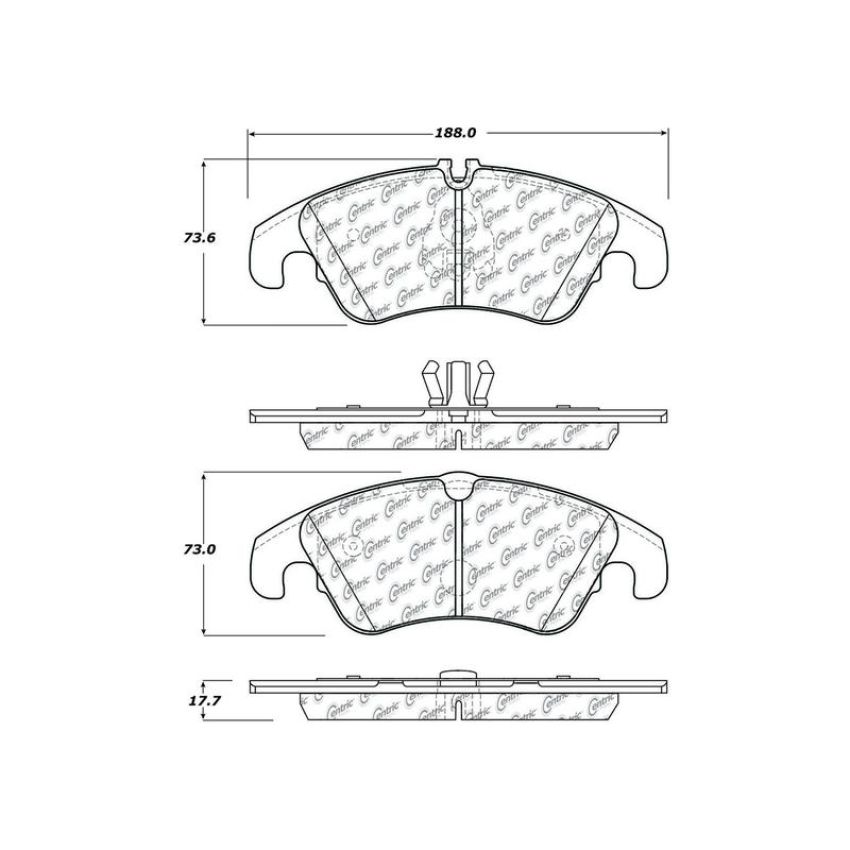 CENTRIC PARTS 104.13220 Posi Quiet Semi-Metallic Brake Pads with Hardware