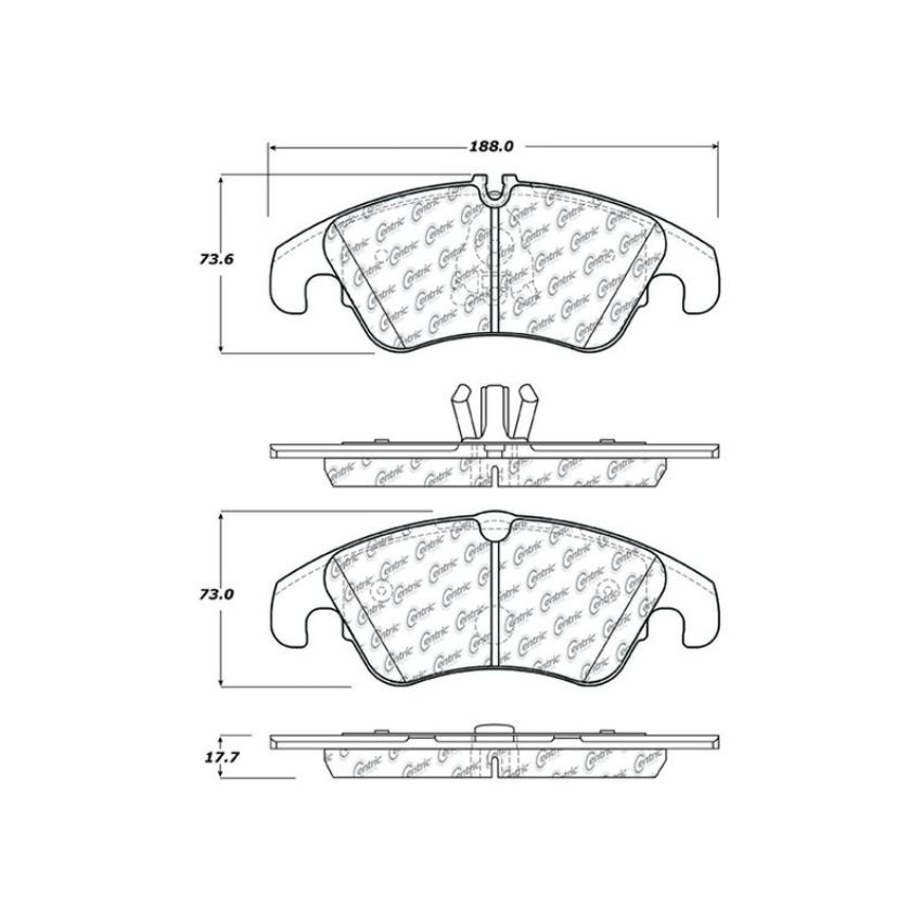 CENTRIC PARTS 104.13221 Posi Quiet Semi-Metallic Brake Pads with Hardware
