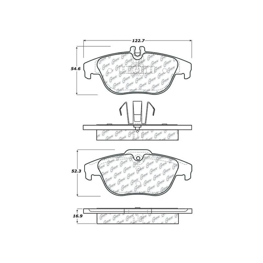 CENTRIC PARTS 104.13411 Posi Quiet Semi-Metallic Brake Pads with Hardware
