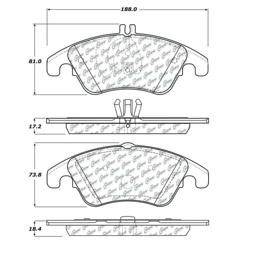 CENTRIC PARTS 104.13420 Posi Quiet Semi-Metallic Brake Pads with Hardware