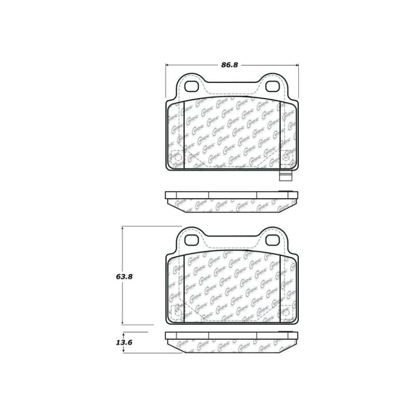 CENTRIC PARTS 104.13680 Posi Quiet Semi-Metallic Brake Pads with Hardware