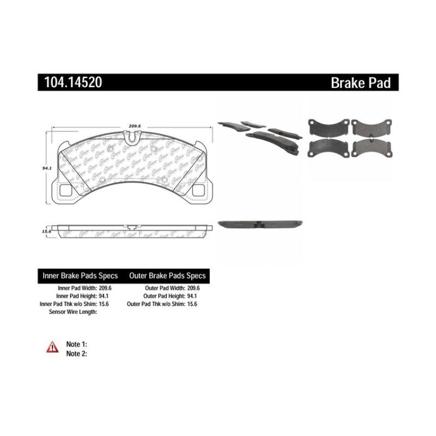 CENTRIC PARTS 104.14520 Posi Quiet Semi-Metallic Brake Pads with Hardware