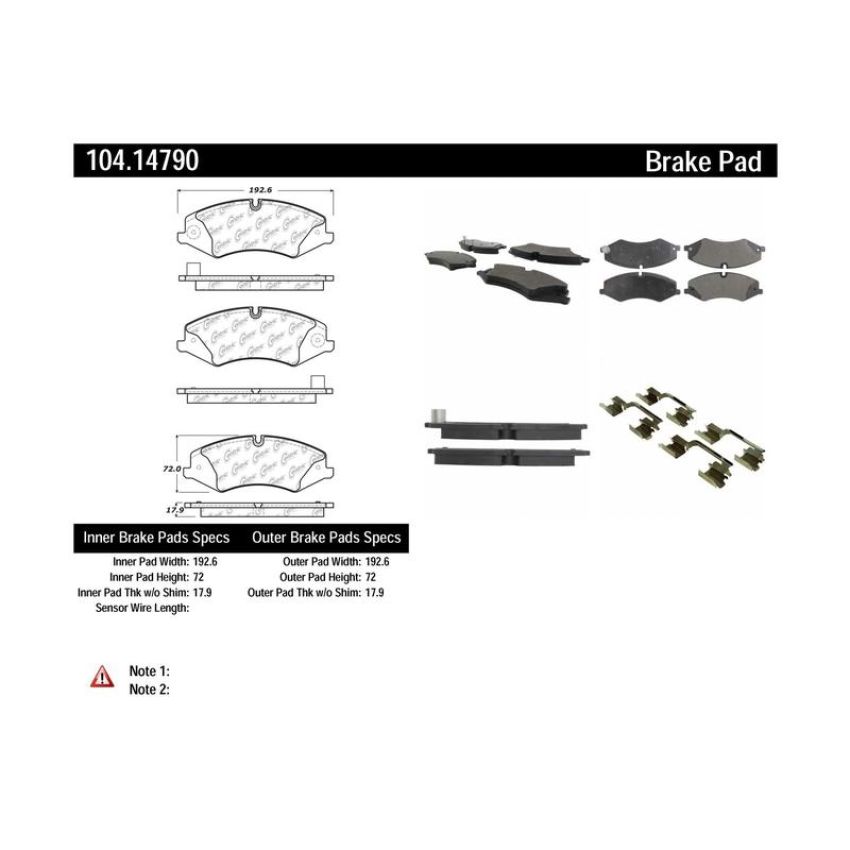 CENTRIC PARTS 104.14790 Posi Quiet Semi-Metallic Brake Pads with Hardware