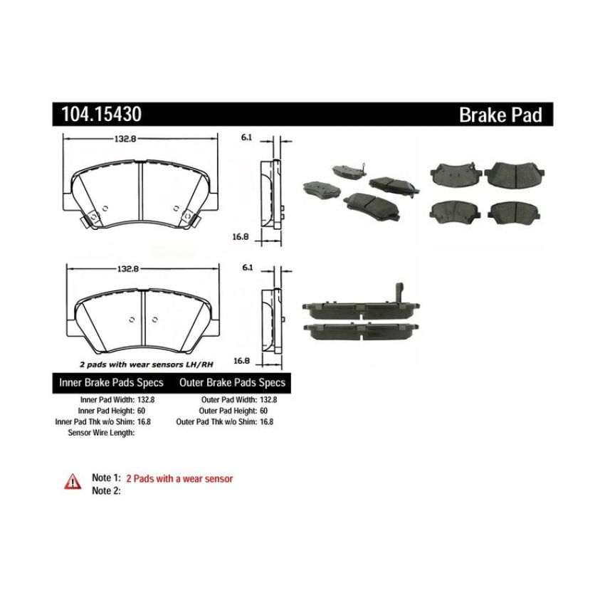 CENTRIC PARTS 104.15430 Posi Quiet Semi-Metallic Brake Pads with Hardware