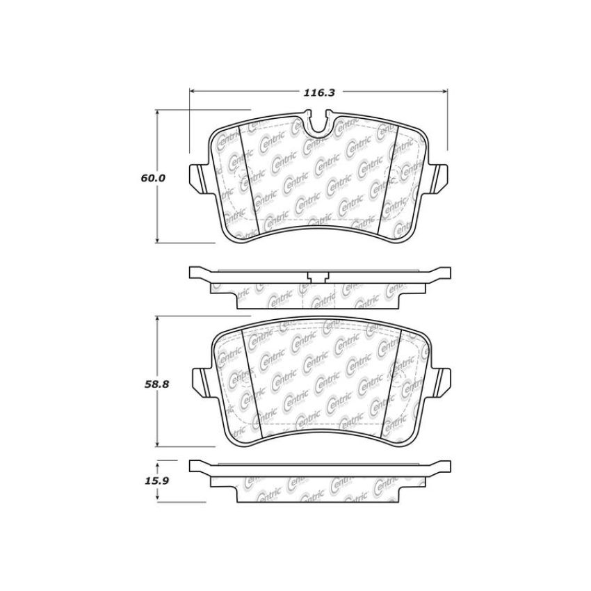 CENTRIC PARTS 104.15470 Posi Quiet Semi-Metallic Brake Pads with Hardware