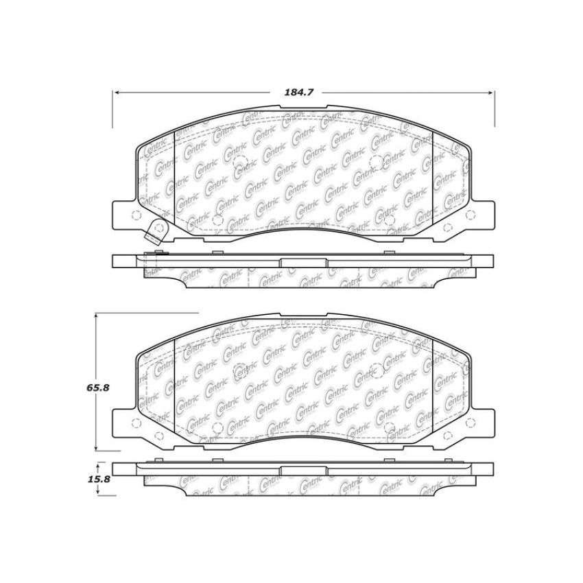 CENTRIC PARTS 104.15580 Posi Quiet Semi-Metallic Brake Pads with Hardware
