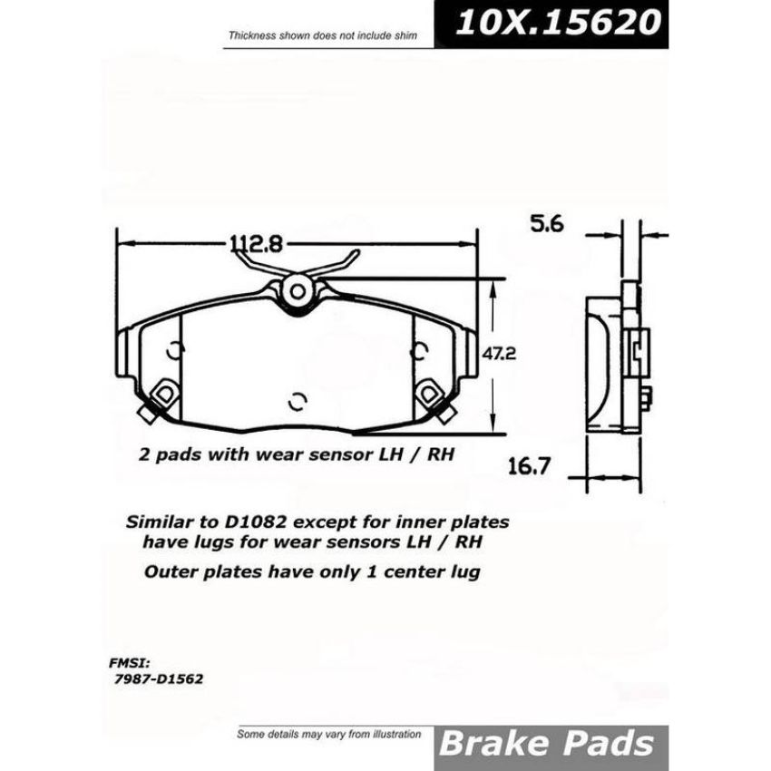 CENTRIC PARTS 104.15620 Posi Quiet Semi-Metallic Brake Pads with Hardware