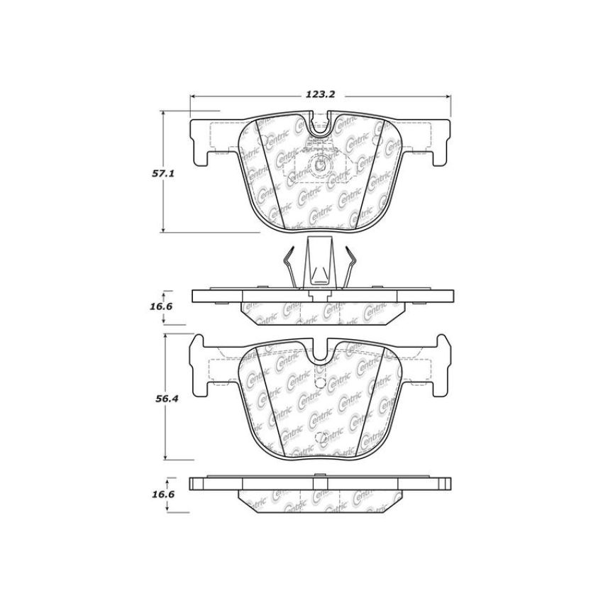CENTRIC PARTS 104.16100 Posi Quiet Semi-Metallic Brake Pads with Hardware