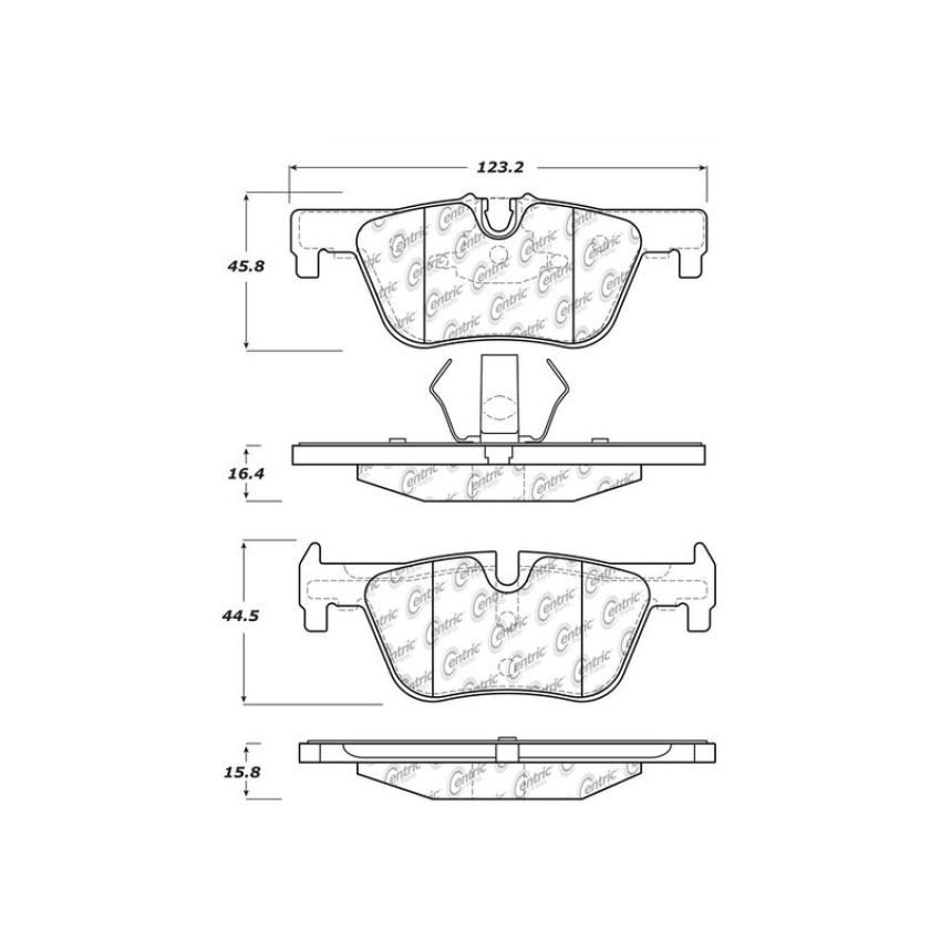 CENTRIC PARTS 104.16130 Posi Quiet Semi-Metallic Brake Pads with Hardware