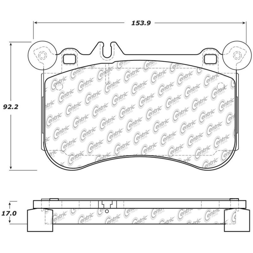 CENTRIC PARTS 104.16340 Posi Quiet Semi-Metallic Brake Pads with Hardware