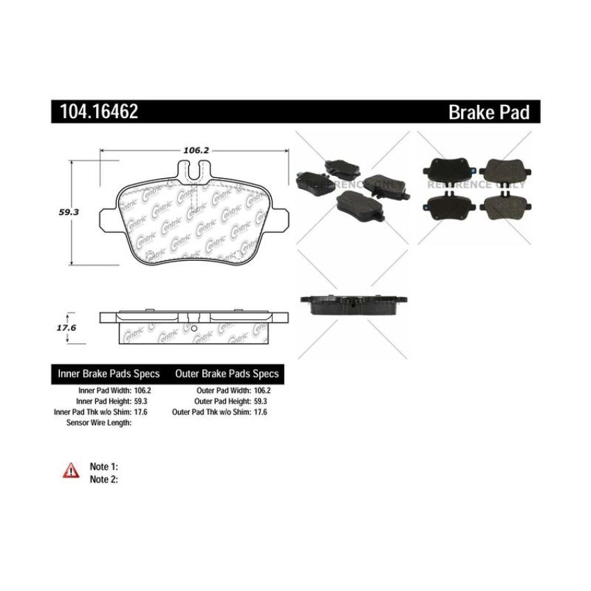 CENTRIC PARTS 104.16462 Posi Quiet Semi-Metallic Brake Pads with Hardware