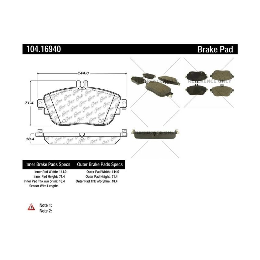 CENTRIC PARTS 104.16940 Posi Quiet Semi-Metallic Brake Pads with Hardware