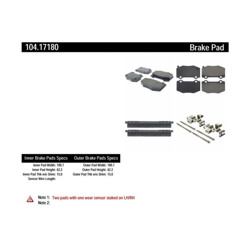CENTRIC PARTS 104.17180 Posi Quiet Semi-Metallic Brake Pads with Hardware