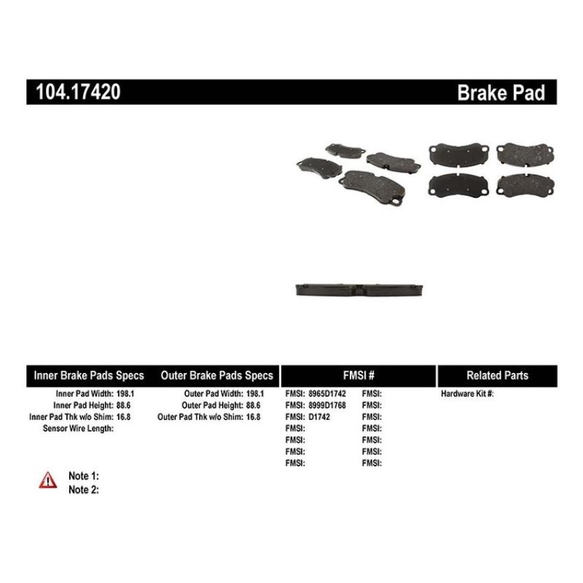 CENTRIC PARTS 104.17420 Posi Quiet Semi-Metallic Brake Pads