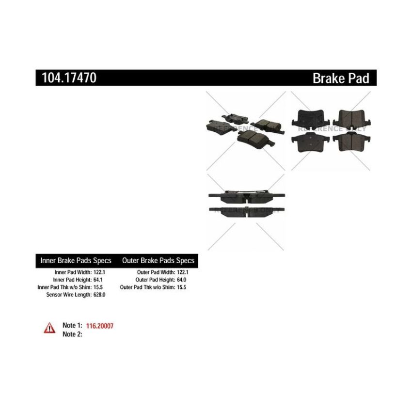 CENTRIC PARTS 104.17470 Posi Quiet Semi-Metallic Brake Pads