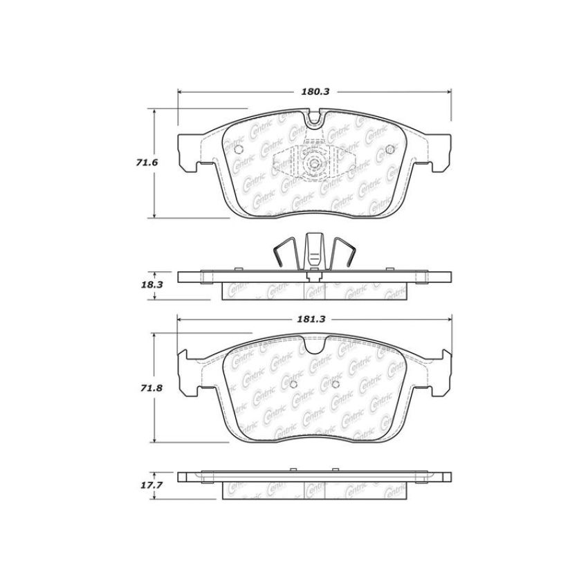 CENTRIC PARTS 104.18660 Posi Quiet Semi-Metallic Brake Pads