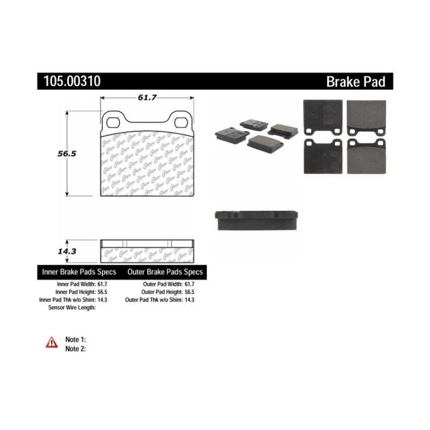 CENTRIC PARTS 105.00310 Posi Quiet Ceramic Brake Pads with Shims