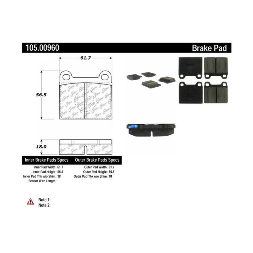 CENTRIC PARTS 105.00960 Posi Quiet Ceramic Brake Pads with Shims