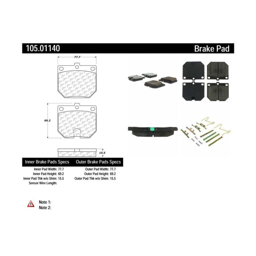 CENTRIC PARTS 105.01140 Posi Quiet Ceramic Brake Pads with Shims and Hardware