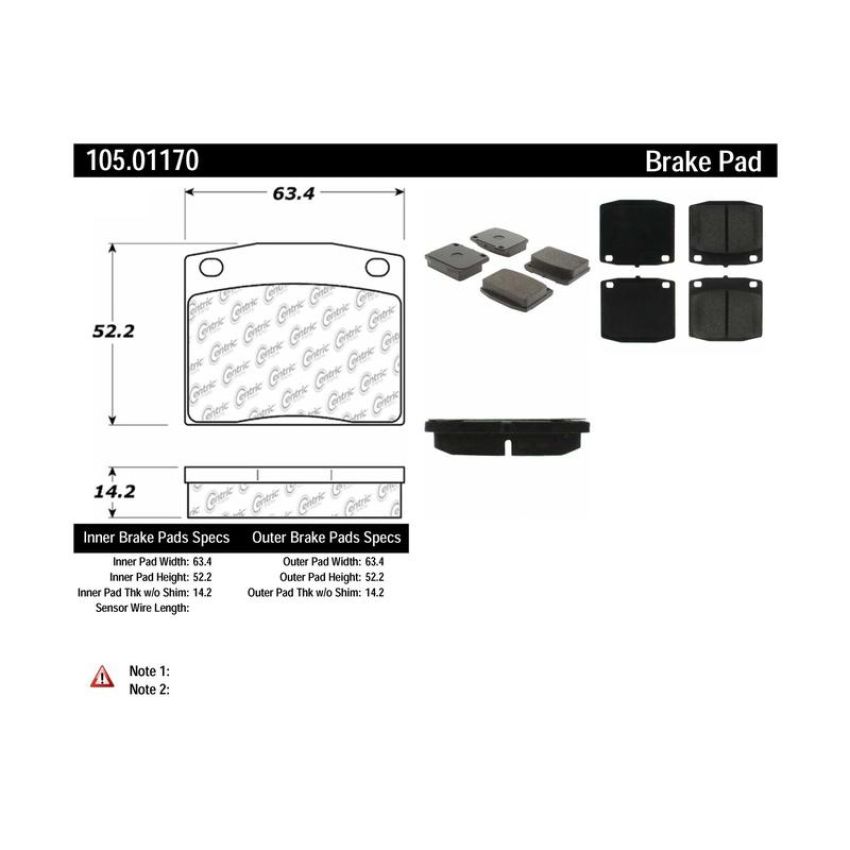 CENTRIC PARTS 105.01170 Posi Quiet Ceramic Brake Pads with Shims
