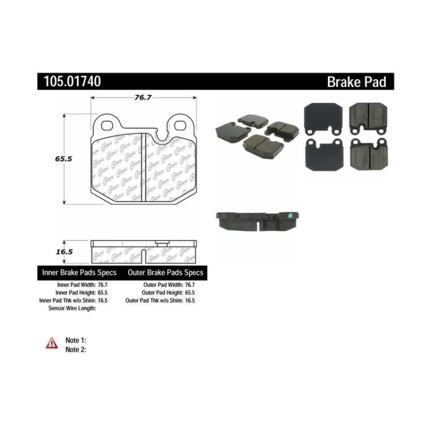 CENTRIC PARTS 105.01740 Posi Quiet Ceramic Brake Pads with Shims