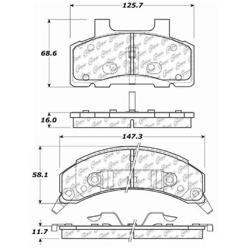 CENTRIC PARTS 105.02151 Posi Quiet Ceramic Brake Pads with Shims and Hardware