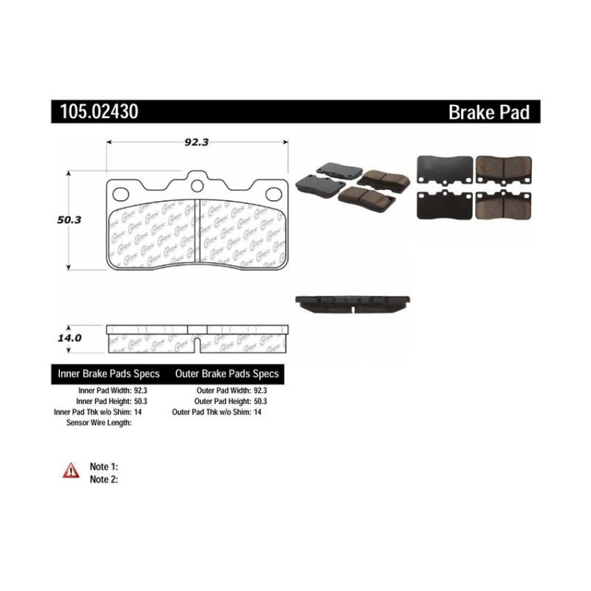 CENTRIC PARTS 105.02430 Posi Quiet Ceramic Brake Pads with Shims
