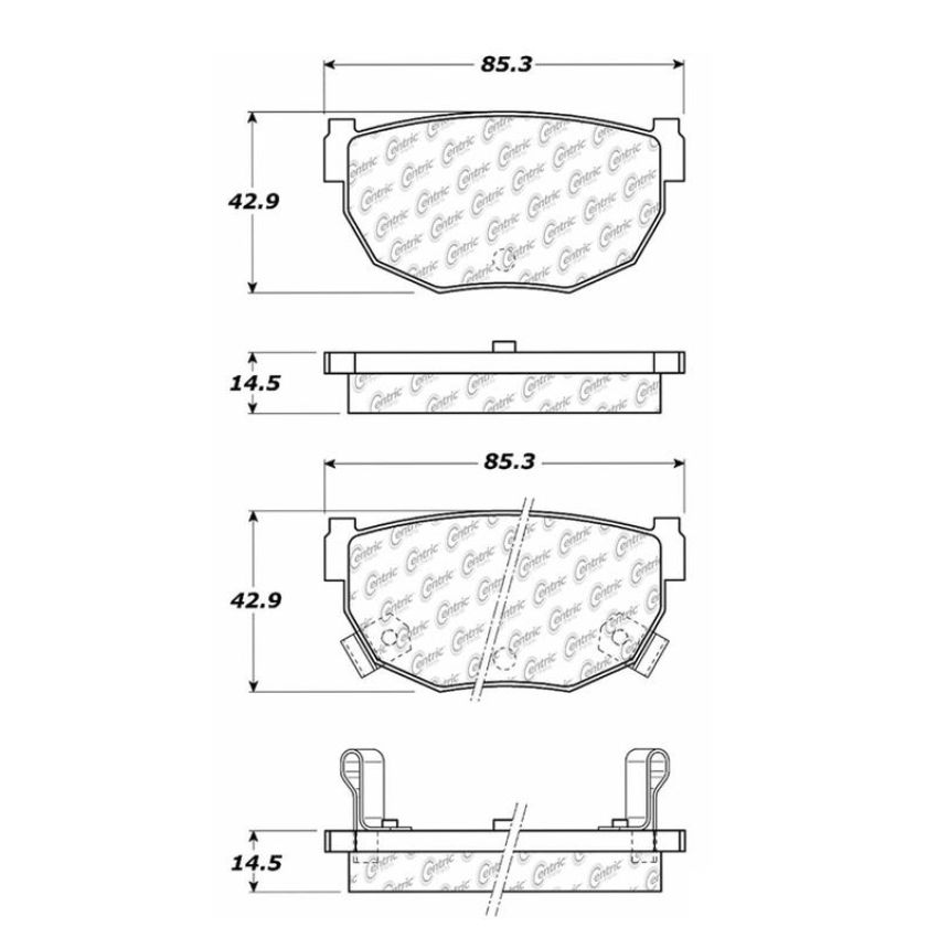CENTRIC PARTS 105.02720 Posi Quiet Ceramic Brake Pads with Shims and Hardware