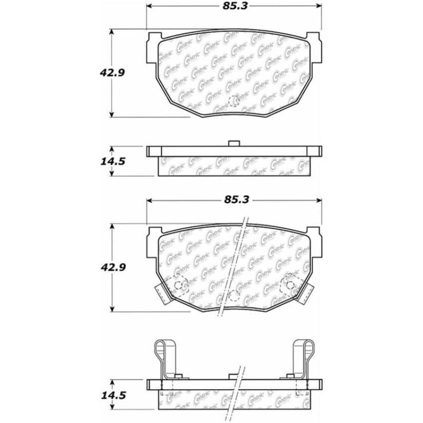 CENTRIC PARTS 105.02721 Posi Quiet Ceramic Brake Pads with Shims and Hardware