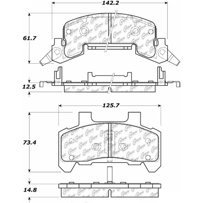CENTRIC PARTS 105.02890 Posi Quiet Ceramic Brake Pads with Shims
