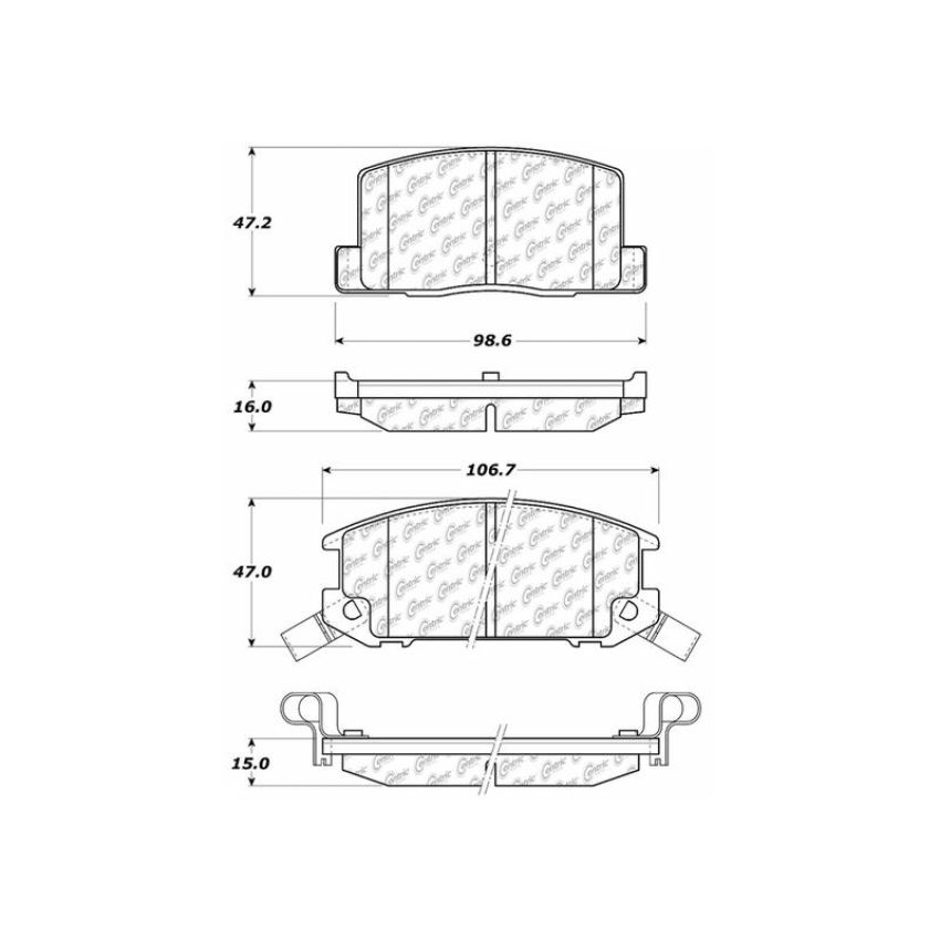 CENTRIC PARTS 105.03090 Posi Quiet Ceramic Brake Pads with Shims and Hardware