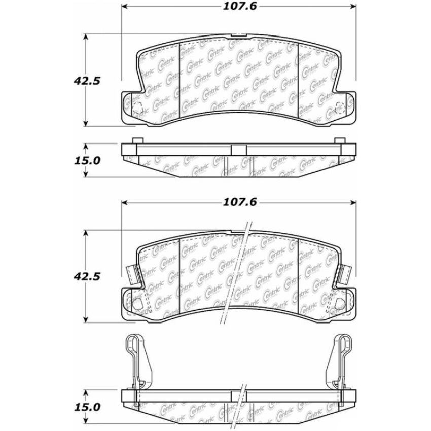 CENTRIC PARTS 105.03250 Posi Quiet Ceramic Brake Pads with Shims and Hardware