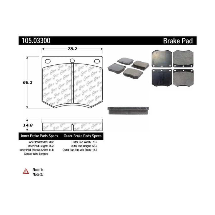 CENTRIC PARTS 105.03300 Posi Quiet Ceramic Brake Pads with Shims