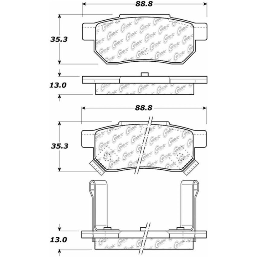 CENTRIC PARTS 105.03741 Posi Quiet Ceramic Brake Pads with Shims and Hardware