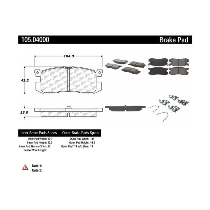 CENTRIC PARTS 105.04000 Posi Quiet Ceramic Brake Pads with Shims and Hardware