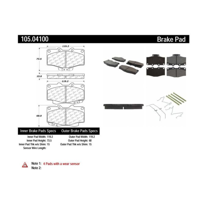 CENTRIC PARTS 105.04100 Posi Quiet Ceramic Brake Pads with Shims and Hardware