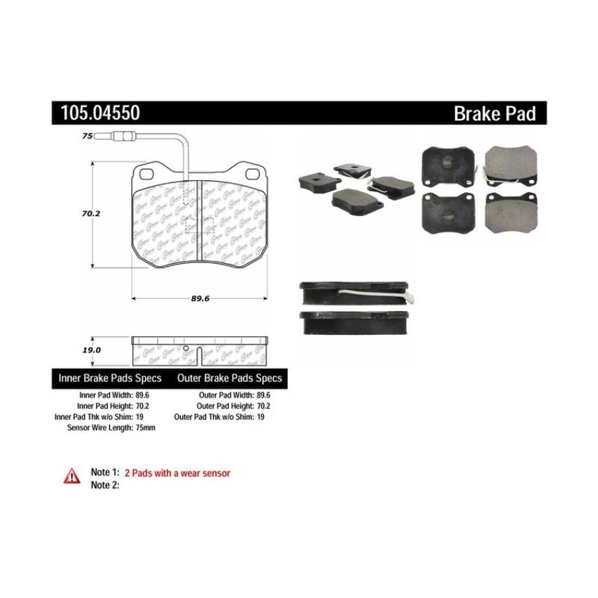 CENTRIC PARTS 105.04550 Posi Quiet Ceramic Brake Pads with Shims