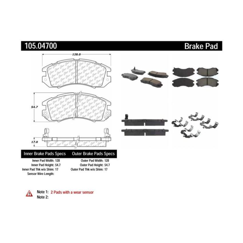 CENTRIC PARTS 105.04700 Posi Quiet Ceramic Brake Pads with Shims and Hardware